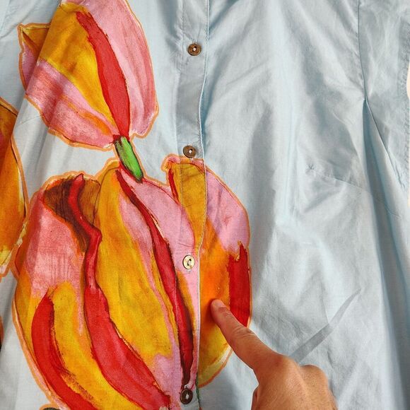 Anthropologie Maeve The Lillian Cap Sleeve Button Front Midi Dress Tulip Size XS - Picture 9 of 15